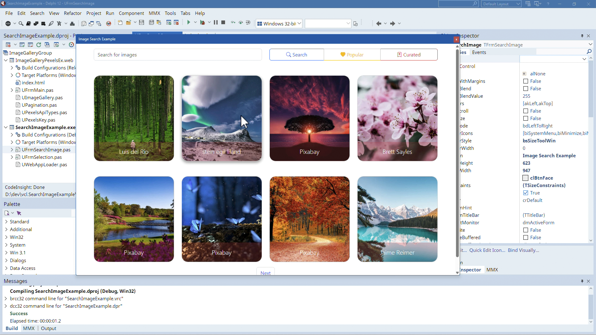 Image gallery from web integrated into VCL app