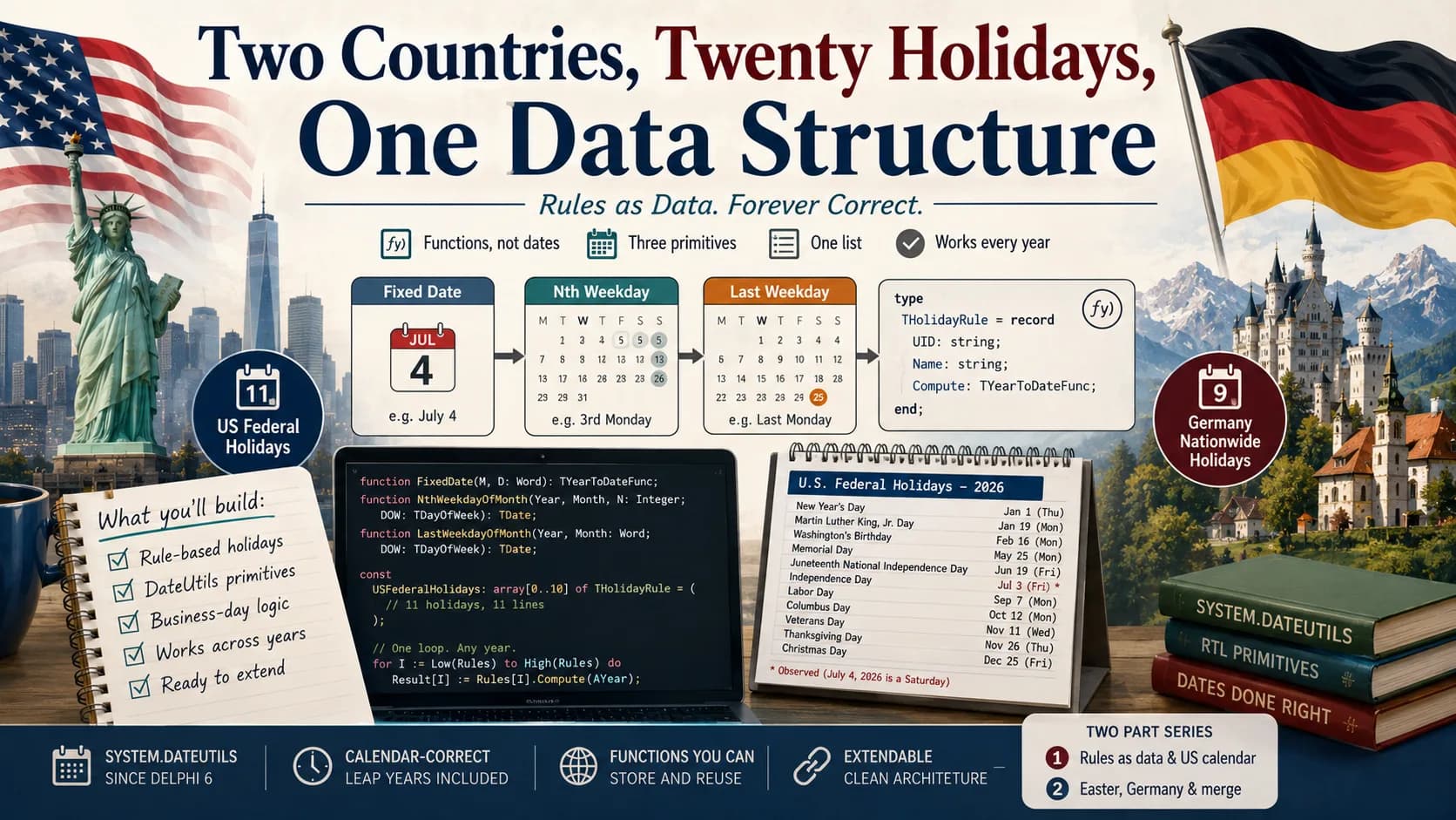 Two Countries, Twenty Holidays, One Data Structure