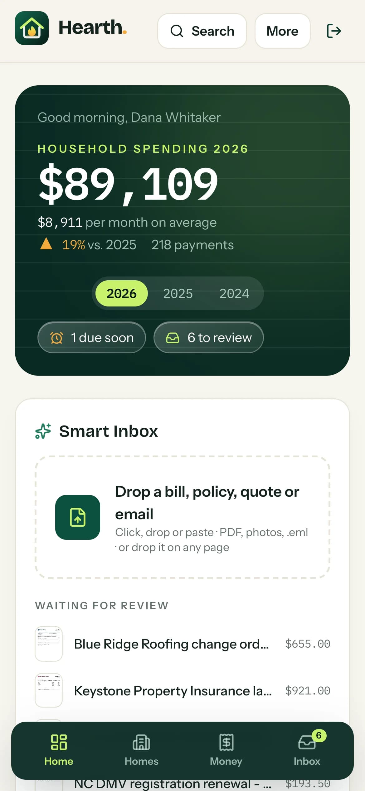The web app on a phone: the same system, laid out for the small screen.