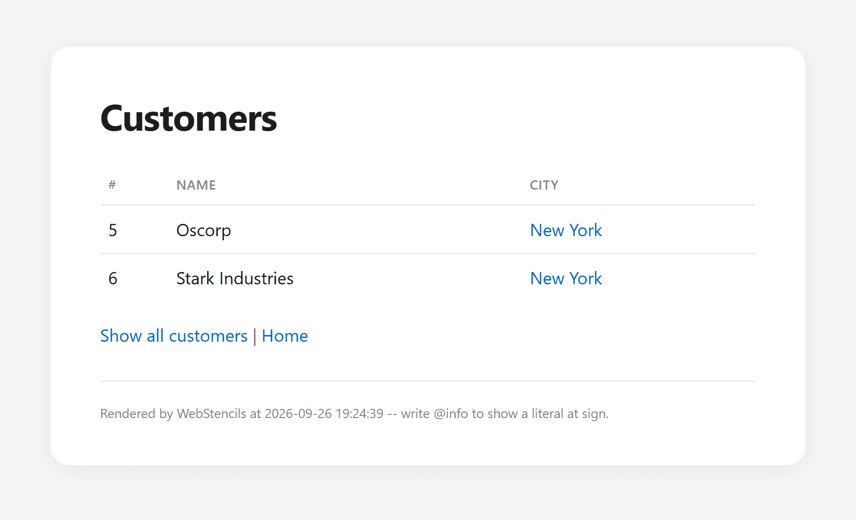 Filtered by ?city=New%20York; the city travels to SQLite as a parameter.